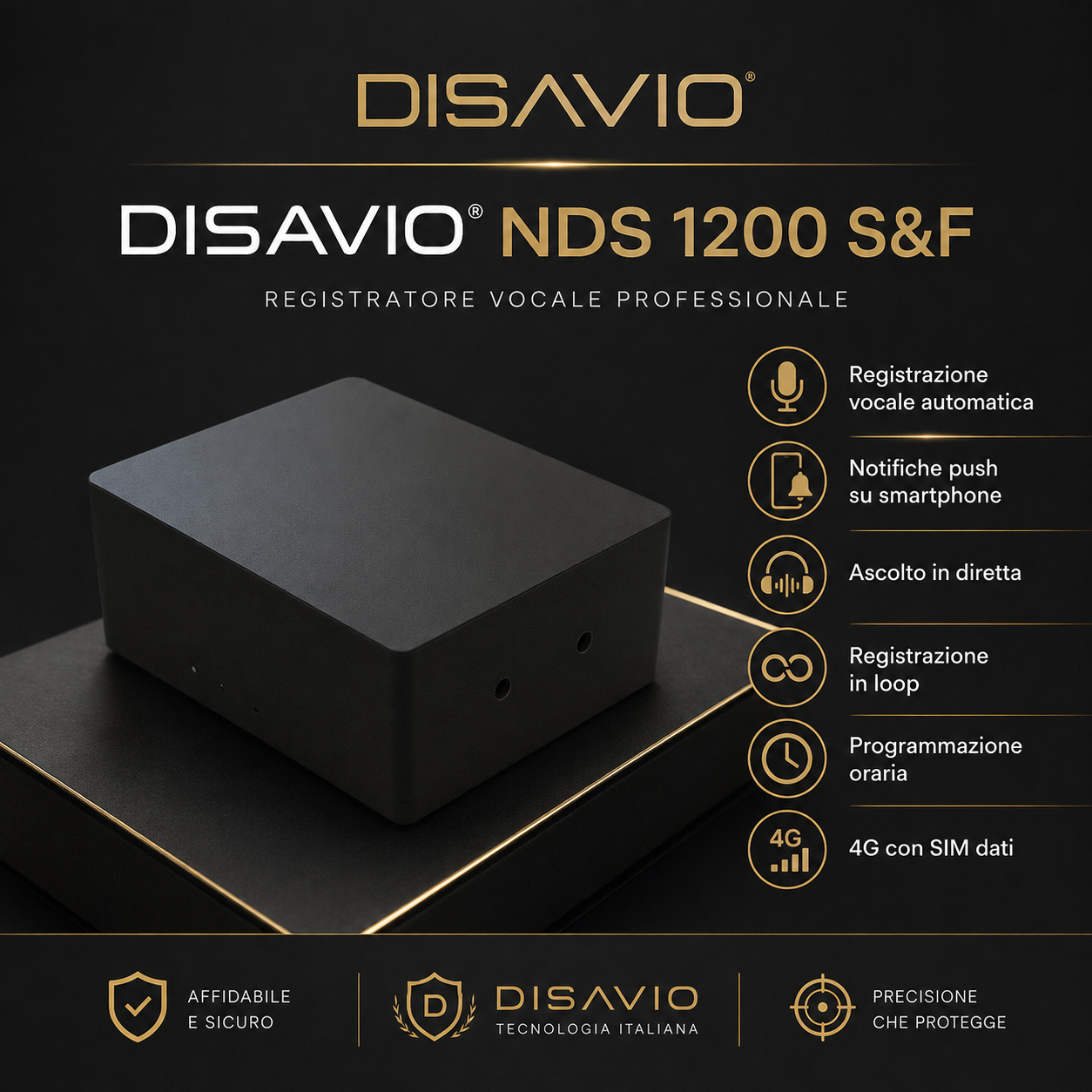 DISAVIO® NDS 1200 S&F – Registratore Audio Professionale 4G con Cloud e Ascolto Live - immagine 2